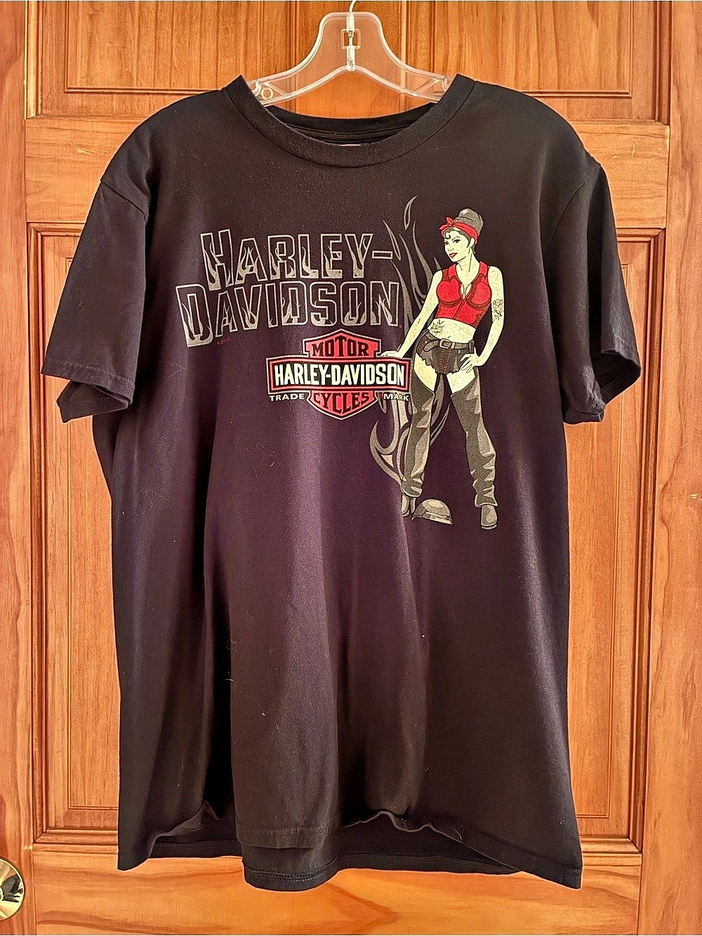 Harley Davidson Orlando Florida Pin Up Girl Graphic T-Shirt 2013 Black Large